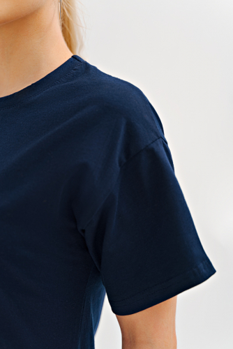 Платье-футболка с разрезами П 296 (Темно-синий)
