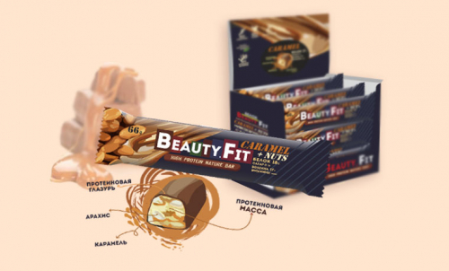 Батончики Crunch Арахис + Карамель. Beauty Fit