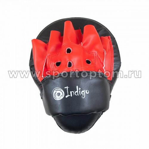 Лапа боксерская изогнутая INDIGO PU (пара) PS-903 26*20*9 см Черно-красный