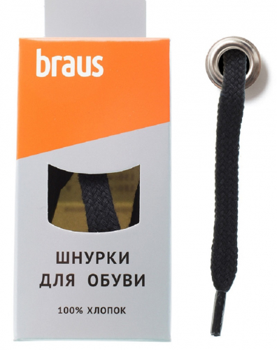 Шнурки Braus 3309 черн плоск 100 см