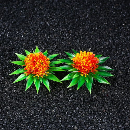 Растение искусственное аквариумное, 7,5 х 4,5 см, (набор 2), оранжевый