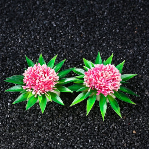 Растение искусственное аквариумное, 7,5 х 4,5 см, (набор 2 шт), розовый