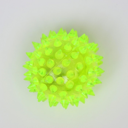 Мяч светящийся для собак средний, TPR, 5,5 см, жёлтый