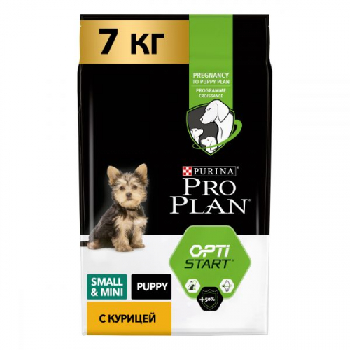 ПРОПЛАН для щенков мелких и карликовых пород, курица и рис, 7 кг. ProPlan