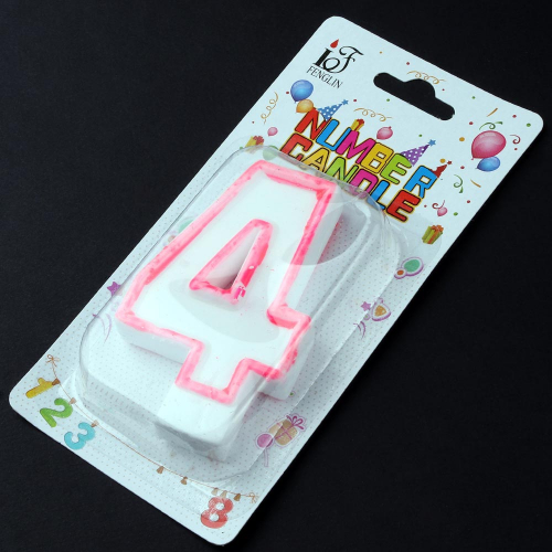 Свеча на торт цифра 4 розовый