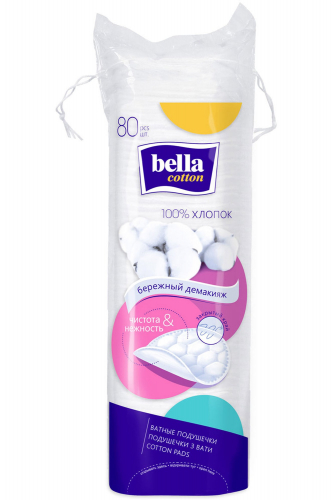Bella, Ватные подушечки Bella Cotton бережный демакияж 80 шт Bella