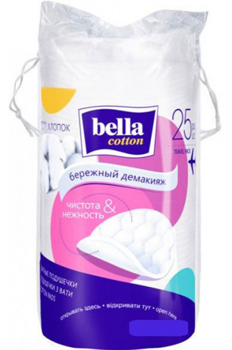 Bella, Ватные подушечки Bella Cotton бережный демакияж 25 шт Bella