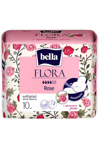 Bella, Прокладки впитывающие FLORA Rose с ароматом розы 10 шт Bella