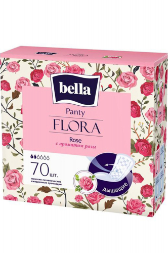 Bella, Ежедневные прокладки Panty FLORA Rose с ароматом розы 70 шт Bella