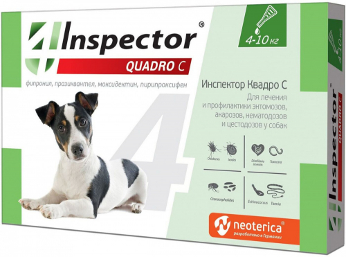 Inspector Quadro БиоКапли для собак 4-10 кг.