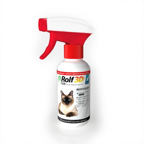 RolfClub 3D, БиоСпрей от блох и клещей, для кошек, 200 мл.