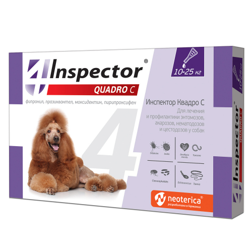 Inspector Quadro БиоКапли для собак 10-25 кг.