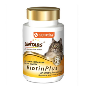 Unitabs BiotinPlus, витамины для кошек с биотином и таурином, 120 таблеток