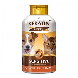 RolfClub KERATIN+Sensitive, шампунь для склонных к аллергии, для кошек и собак, 400 мл