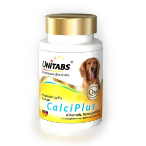 Unitabs CalciPlus, для собак, с кальцием, фосфором,витамином Д с Q10 , 100 таблеток
