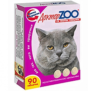 Доктор ZOO Витамины для кошек (говядина), 90 таблеток