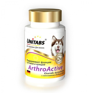 Unitabs ArthroActive, витамины для собак с глюкозамином,МСM и Q10, 100 таблеток