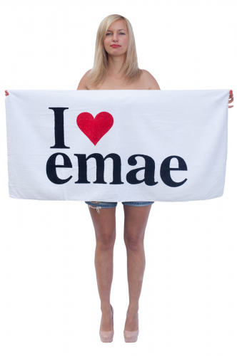 Прикольное универсальное полотенце с принтом I Love Emae. И для пляжного шезлонга, и для ванной комнаты №70