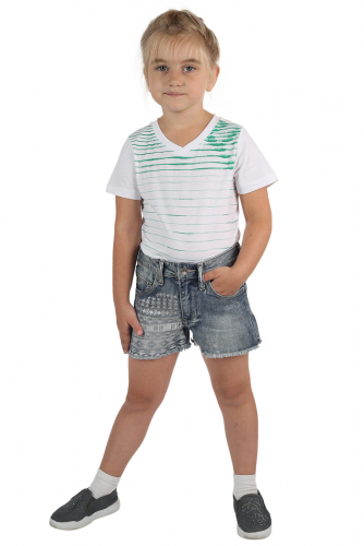 Детские джинсовые шорты VISSLA – принт с отливом, густая бахрома №712