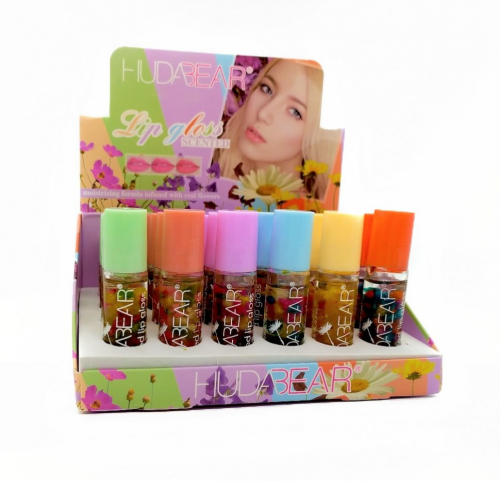 Копии Набор блесков для губ Hudabear Lip Gloss Scented Moisturizing Formla Infused With Real Flowers 6 шт.