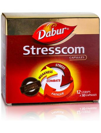 Стресском, мощный антистрессовый аюрведический препарат, 120 кап, производитель Дабур
