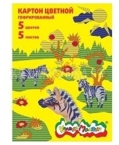 Картон цветной гофрированный А4 5 л. 5 цв. в папке Каляка-Маляка ГККМ05, ГККМ05