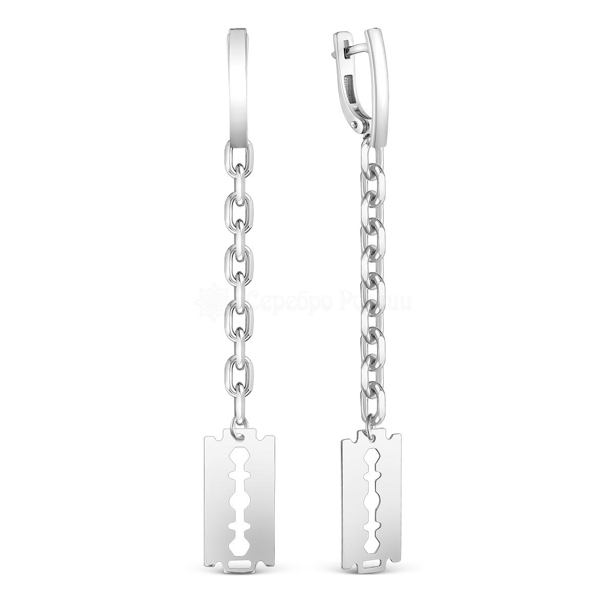 Серьги из серебра родированные 925 пробы 420-10-574р