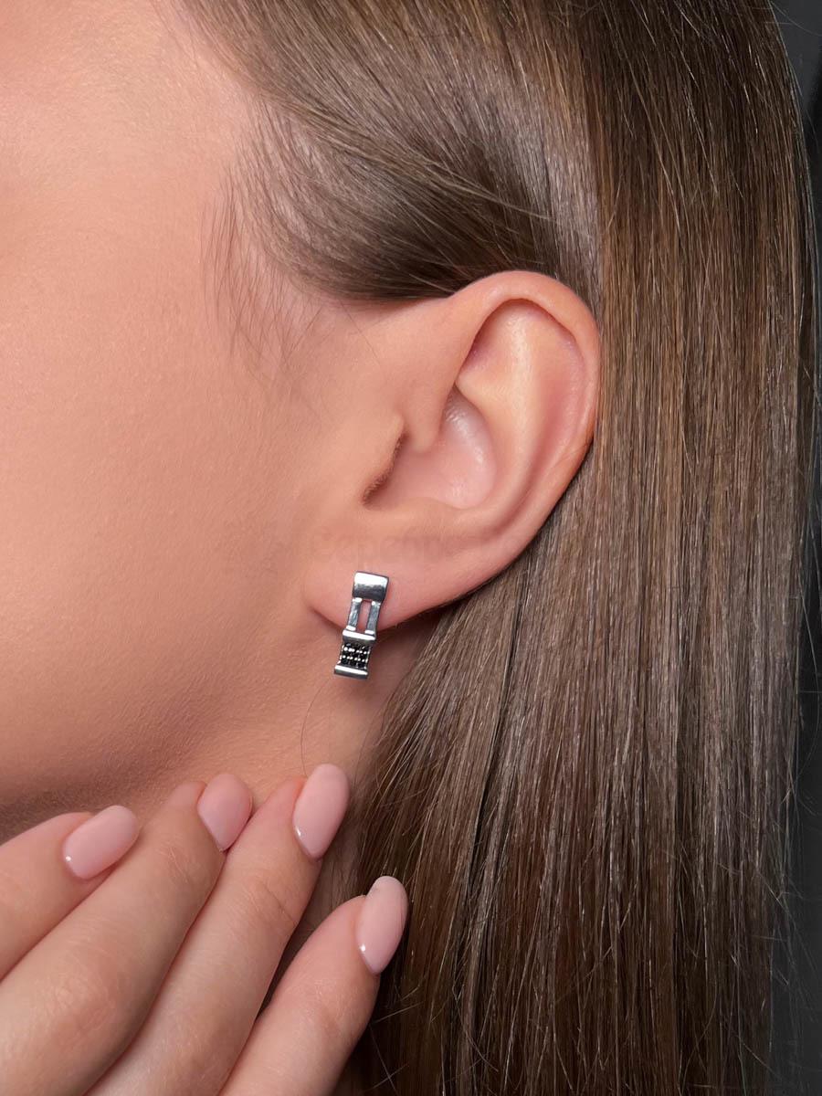 Серьги из серебра с нат.шпинелью родированные 925 пробы С-7329чр416