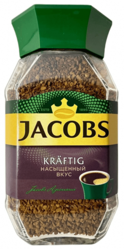 Кофе растворимый Jacobs Kraftig, 200 г стеклянная банка (Якобс)