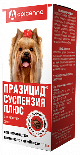 Apicenna Празицид Плюс биосуспензия от глистов для собак, 10 мл