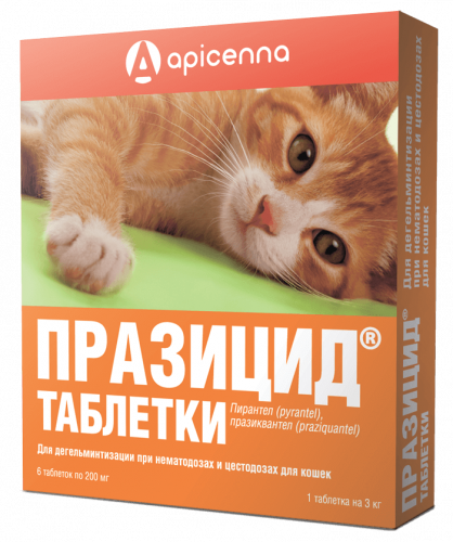 Apicenna Празицид для кошек от глистов, 6 таблеток