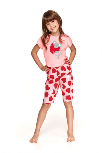  613 р  777р  2202/2203 SS21 AMELIA Пижама для девочек с шортами Розовый + красный