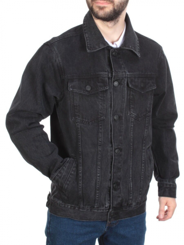 5922 BLACK Куртка джинсовая мужская VH JEANS (80% хлопок, 15% полиамид, 5% спандекс) размер L - 48 российский