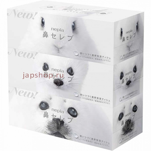 Nepia Funny Noses Бумажные двухслойные салфетки, спайка, 3х200 шт (4901121636078)