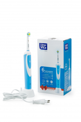Лонга Вита зубная щетка, электрическая, с зарядным устройством, арт. KAB-4, голубая