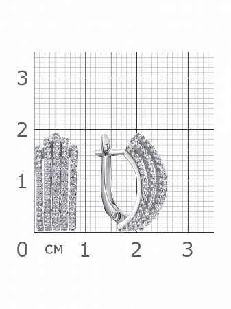 11-0845 Серьги с фианитом родированные серебро 925*