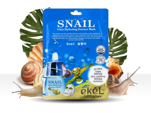 Омолаживающая тканевая маска с Уличным муцином Ekel, 25 ml