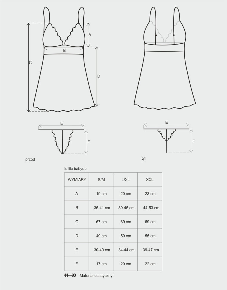 Сорочка Obsessive IDILLIA/IMPERIA Babydoll