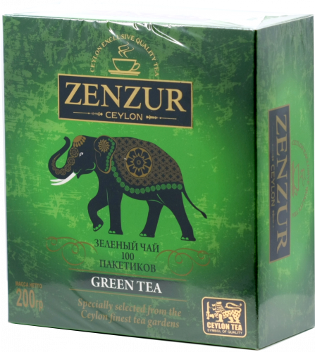 Zenzur. Green tea 200 гр. карт.пачка, 100 пак.