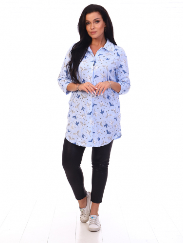 Туника-Рубашка Николь 5012 (Голубой/белый)