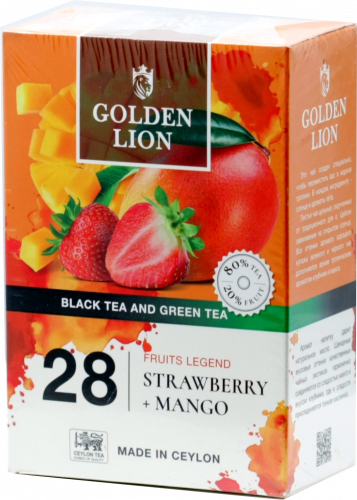GOLDEN LION. Fruits legend. Strawberry + Mango (зеленый и черный) 90 гр. карт.пачка