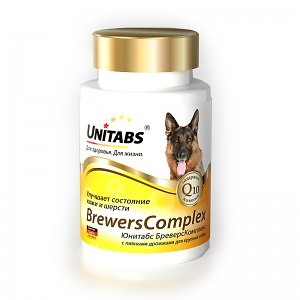 Unitabs BrewersComplex, с пивными дрожжами для крупных собак с Q10, 100 таблеток