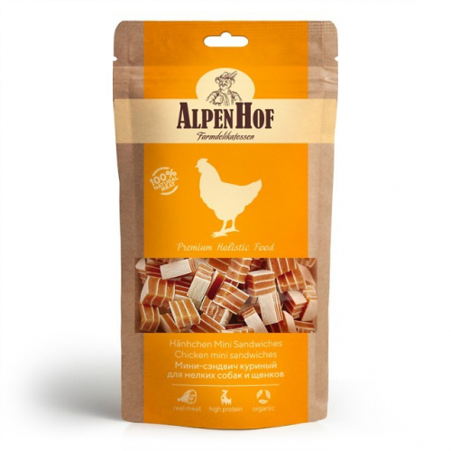 AlpenHof Мини-сэндвич куриный для мелких собак и щенков, 50 г.