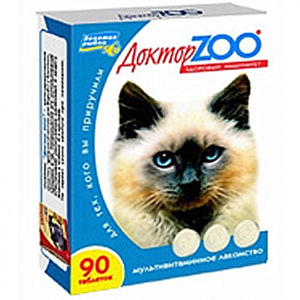 Доктор ZOO Витамины для кошек здоровый иммунитет (морские водоросли), 90 таблеток
