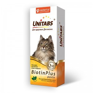 Unitabs Biotinplus, БиотинПлюс паста с биотином и таурином для кошек, 120 мл