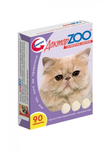 Доктор ZOO Витамины для кошек (лосось), 90 таблеток