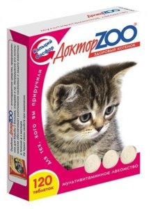 Доктор ZOO Витамины для котят (таурин), 120 таблеток