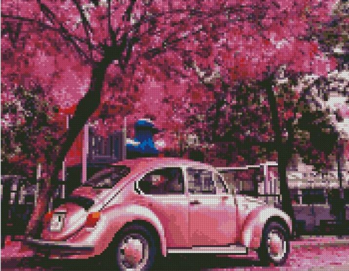 Алмазная мозаика круглыми стразами Розовый Volkswagen