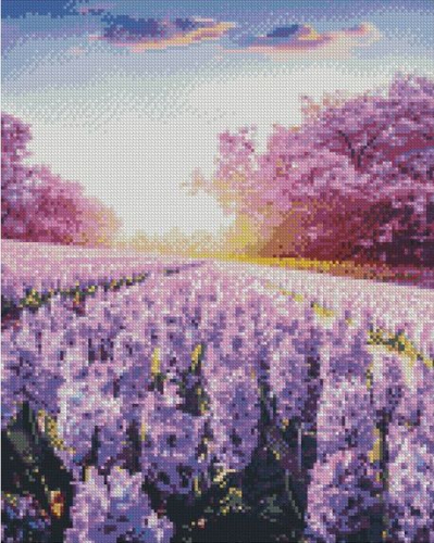 Алмазная мозаика круглыми стразами Фиолетовая поляна