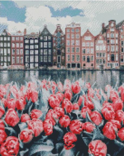 Алмазная мозаика круглыми стразами Голландские тюльпаны